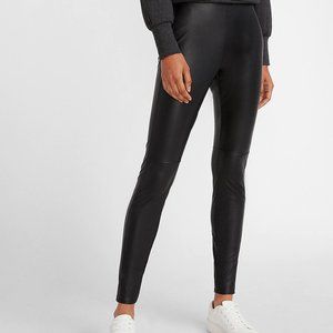 Super High Waisted Vegan Leather Seamed Leggings